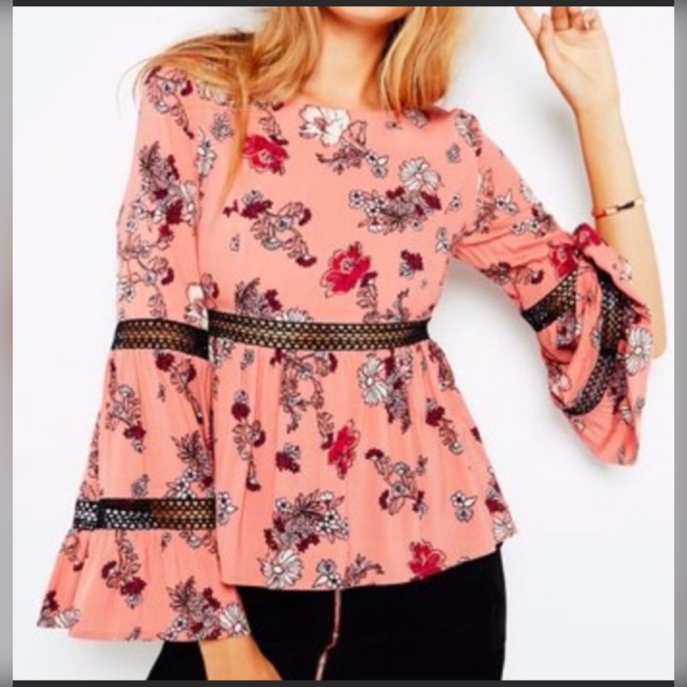 MINKPINK floral boho bell sleeve blouse